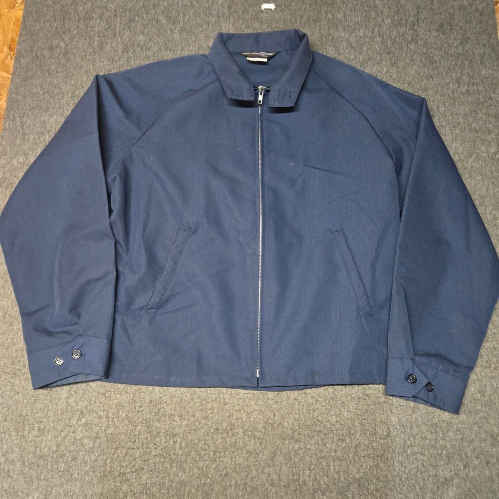 Vintage Sportsmaster Harrington Jacket Mens L Navy Blue Full Zip Workwear USA